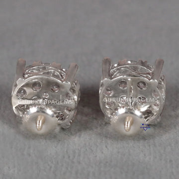 Exquisite prong setting lab grown 14 kt white gold diamond studded earring with vvs clarity Gurukrupa-Gems