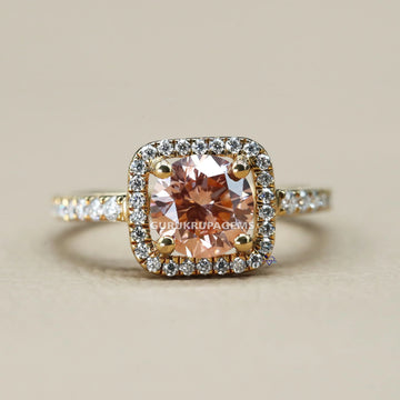 Eye-catching women's solitaire diamond ring crafted in 14kt yellow gold with VVS clarity diamonds Gurukrupa-Gems