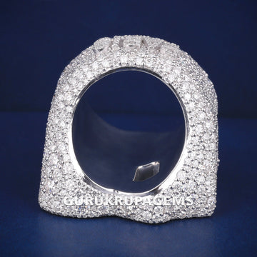 Full Iced Out Rose Gold Cross Baguette Diamond Ring Custom Made Real VVS Moissanite Hip Hop Ring for Men Gurukrupa-Gems