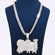 Fully Iced Out Small Round Cut Lab Diamond Chain With Pendant In 14KT White Gold Gurukrupa-Gems