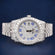 Fully Iced Out White Classy Watches for Women with Arabic Orange Numerals and Diamond Gurukrupa-Gems
