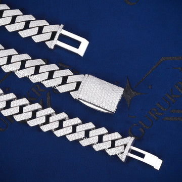 Heavy Gold Chain Bracelet and Cuban Link Chain Set with VVS Iced Clasp Gurukrupa-Gems