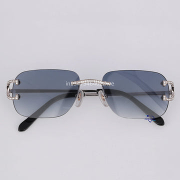 Hot sale diamond sunglasses for men women in greyish blue color tone lenses for impeccable look-Gurukrupa-Gems