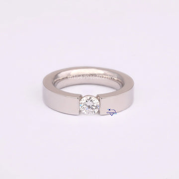 Lab Diamond 14KT White Gold Men's Ring Gift For Him-Gurukrupa-Gems
