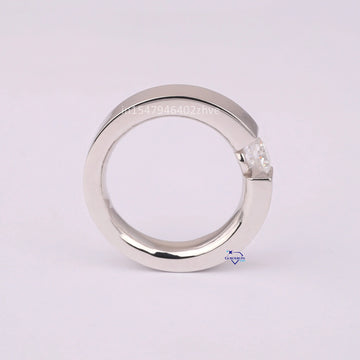 Lab Diamond 14KT White Gold Men's Ring Gift For Him-Gurukrupa-Gems