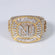 Luxurious lab grown diamond hip hop ring crafted for custom alphabets in 14 kt yellow and white gold Gurukrupa-Gems