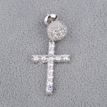 Mens one sided diamond earrings for luxury christian cross Gurukrupa-Gems