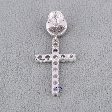Mens one sided diamond earrings for luxury christian cross Gurukrupa-Gems