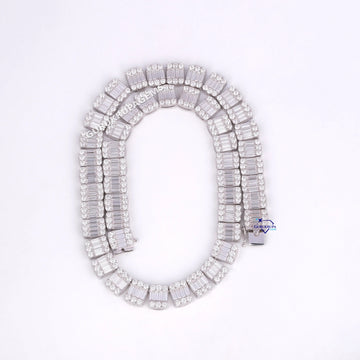 Newly launched 18 inch 12 mm hip hop illusion chain crafted in baguette and round cut lab grown diamonds with vvs clarity Gurukrupa-Gems