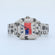 Patriot's Pride Watch with moissanite diamonds and crafted finely for unisex in stainless steel wore at any occasion-Gurukrupa-Gems