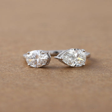 Pear & Oval Cut Lab Diamond and Eternity Engagement Ring In 14 KT Lab Grown Solitaire Ring