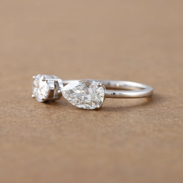 Pear & Oval Cut Lab Diamond and Eternity Engagement Ring In 14 KT Lab Grown Solitaire Ring