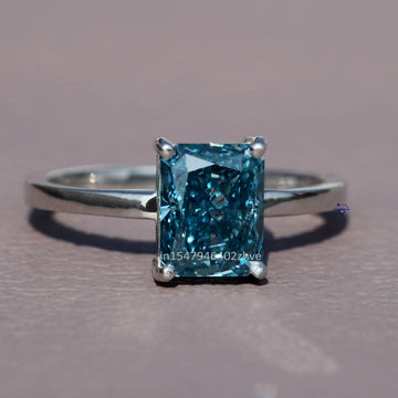 Radiant Cut Lab Made Diamond Solitaire Ring for proposal or party wear in 14 kt white gold-Gurukrupa-Gems