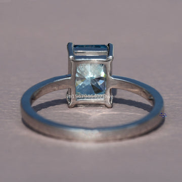 Radiant Cut Lab Made Diamond Solitaire Ring for proposal or party wear in 14 kt white gold-Gurukrupa-Gems