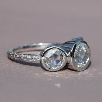 Rose Cut Lab Grown Solitaire Ring For Women With Luxury Fashion Gurukrupa-Gems