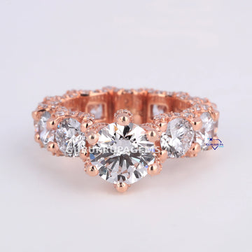 Rose gold 14kt lab grown diamond solitaire ring for men or women in vvs clarity round cut diamonds Gurukrupa-Gems