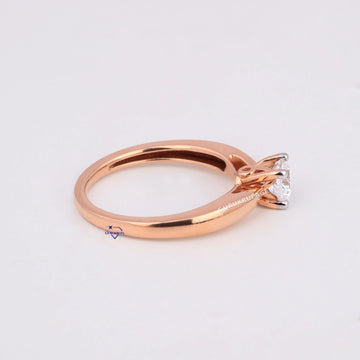 Round cut 14 kt rose gold lab diamond solitaire ring with VVS clarity wedding engagement gift Gurukrupa-Gems