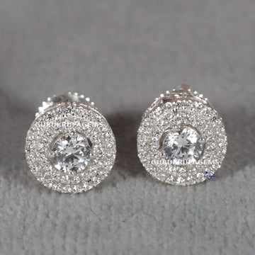 Simple yet Elegant 14 kt white gold lab grown solitaire studded diamond earring for engagement Gurukrupa-Gems