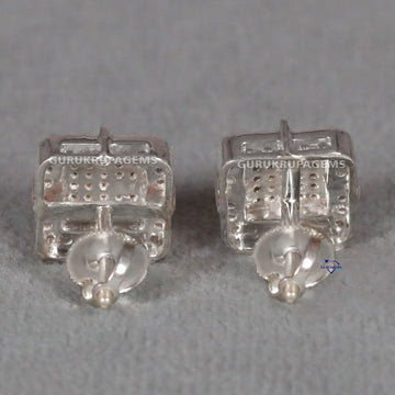 Square shape diamond studded 14 kt white gold diamond earring for engagement for regular wear Gurukrupa-Gems