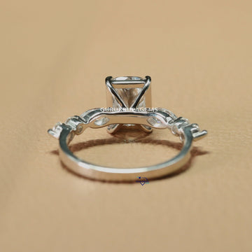 Stunning 14kt white gold ring with VVS clarity labgrown cushion and marquise cut diamond ring Gurukrupa-Gems