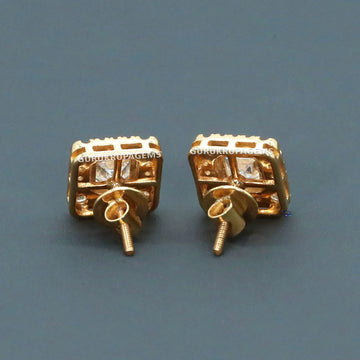 Stylish 14 KT Yellow Gold With Lab Diamond Earrings For Women with VVS clarity Diamonds Gurukrupa-Gems