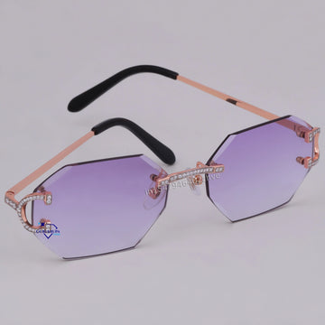 Stylish hexagon shaped purple shade diamond glasses for unisex Gurukrupa-Gems