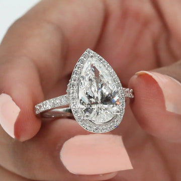 Surprise her with our 14kt white gold pear cut labgrown diamond engagement ring Gurukrupa-Gems