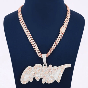 Custom Heart Name Pendant with Iced Out Tennis Chain for Womens Hip Hop Look Gurukrupa-Gems
