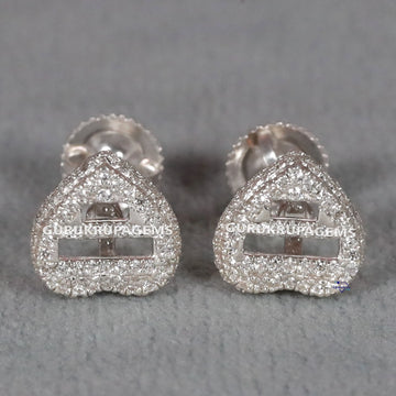 Unique Heart Shape Design Earring In 14 KT White Gold With Lab Created Round Cut Diamond Earring For Women Gurukrupa-Gems