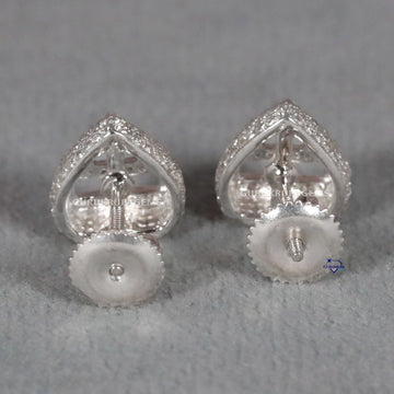 Unique Heart Shape Design Earring In 14 KT White Gold With Lab Created Round Cut Diamond Earring For Women Gurukrupa-Gems