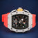 Mechanical branded red belt diamond watch for men