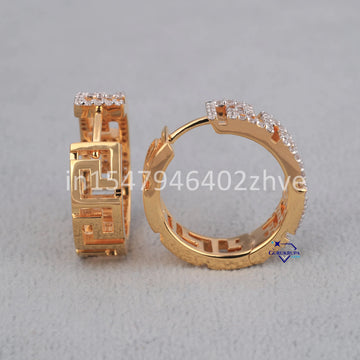Womens 14 kt yellow gold lab made diamond earrings crafted in vvs clarity-Gurukrupa-Gems