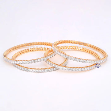 1 pair of Round cut diamond bangles for elegance designs with vvs clarity diamonds - Gurukrupa-Gems