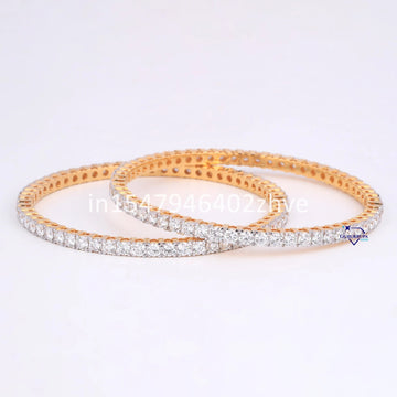1 pair of Round cut diamond bangles for elegance designs with vvs clarity diamonds - Gurukrupa-Gems