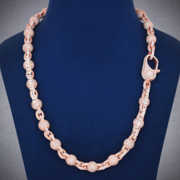 10MM Necklace Chain for Mens Womens Fully Iced Out Ball Link Beads VVS Diamond 925 Silver 22inch Miami Tennis Ball Chain Necklace Gurukrupa-Gems