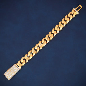 13 mm Yellow cuban bracelet custom made lock vvs diamond Gurukrupa-Gems