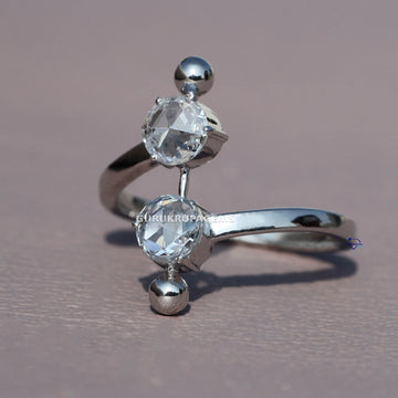 14 kt white gold  Lab created Diamond Rose Cut Toi et moi Ring in VVS clarity diamonds Gurukrupa-Gems