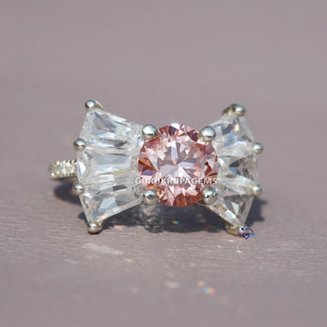 14 kt white gold Solitaire Lab Created Diamond Ring For Women With 2 TCW Round And Tapered Baguette Cut Gurukrupa-Gems