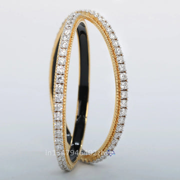 14 kt yellow gold lab grown round brilliant cut stylish diamond Bangles for Everyday Elegance - Gurukrupa-Gems