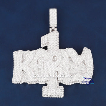 14K White Gold Custom Iced Out Pendant Fully Covered With Diamonds - Gurukrupa-Gems