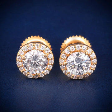 Custom Made 14K Yellow Gold Diamond Cluster Stud Earrings for Luxury Style Gurukrupa-Gems