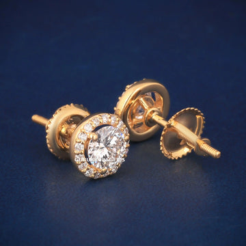 Custom Made 14K Yellow Gold Diamond Cluster Stud Earrings for Luxury Style Gurukrupa-Gems