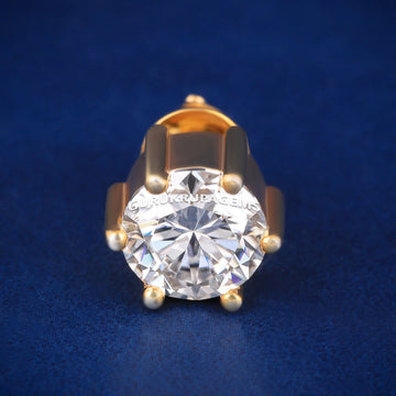 14KT Gold Round 2ct Diamond Earrings Fancy Halo Stud for Mens Womens Gurukrupa-Gems