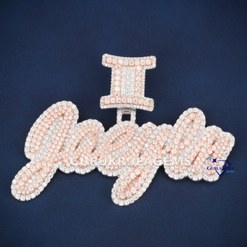 14KT Rose And White Gold With VVS Clarity Diamond Custom Pendants For Gift - Gurukrupa-Gems