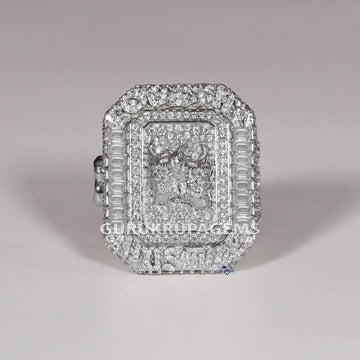 14KT White Gold Lab Created Diamond Ring For Men's Unique And Luxury Round Cut Lab Created Diamond Ring Gurukrupa-Gems