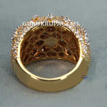 14KT Yellow Gold Lab Created Diamond Ring For Birthday Gift with VVS clarity diamonds - Gurukrupa-Gems