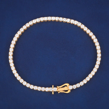 14kt Yellow Gold Plated VVS Round Diamond 4mm Tennis Bracelet for Mens Womens Gurukrupa-Gems
