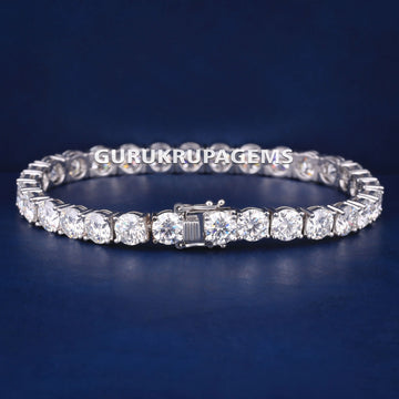 14kt Yellow Gold Plated VVS Round Diamond 4mm Tennis Bracelet for Mens Womens Gurukrupa-Gems