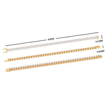 14kt Yellow Gold Plated VVS Round Diamond 4mm Tennis Bracelet for Mens Womens Gurukrupa-Gems