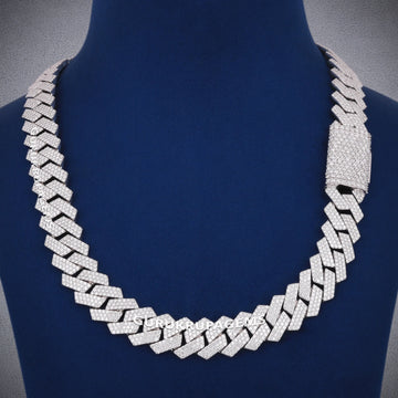 16mm Mens Rose Gold Miami Cuban Link Chain with 22 inch Heavy Fully Iced Out VVS Diamond Neck Gurukrupa-Gems